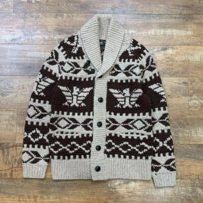 Double Rl Cardigan Sweater RRL Hand Knit Thunderbird Ralph Lauren Size M Vintage - Image 1 of 4