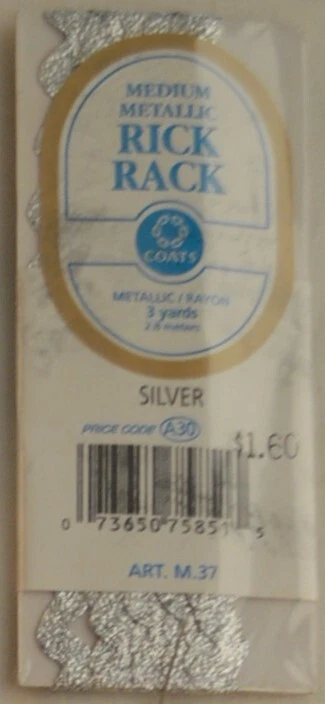 Coats - Metallic Rick Rack 1/2"w x 3 yd- Silver - Image 1 of 1