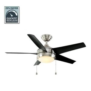 Home Decorator Ceiling Fan Light Led Brushed Nickel FlushMount+Click/Lock Blade - Picture 1 of 12