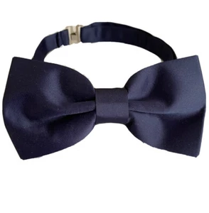 Bowtie Mens Adjustable Formal Wedding Party Necktie Bow Tie Solid Navy Blue - Picture 1 of 6