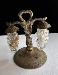 Salero y pimentero de colección precio importación colgante vidrio uvas soporte de vid plateado - Imagen 1 de 12
