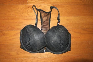 32DD ❤️FABULOUS Victoria's Secret BRA FRONT CLOSURE Push Up BLACK❤️RACERBACK NEW - Picture 1 of 2