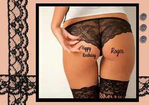 Personalised Birthday Card Sexy bum Humorous tattoo - Picture 1 of 2