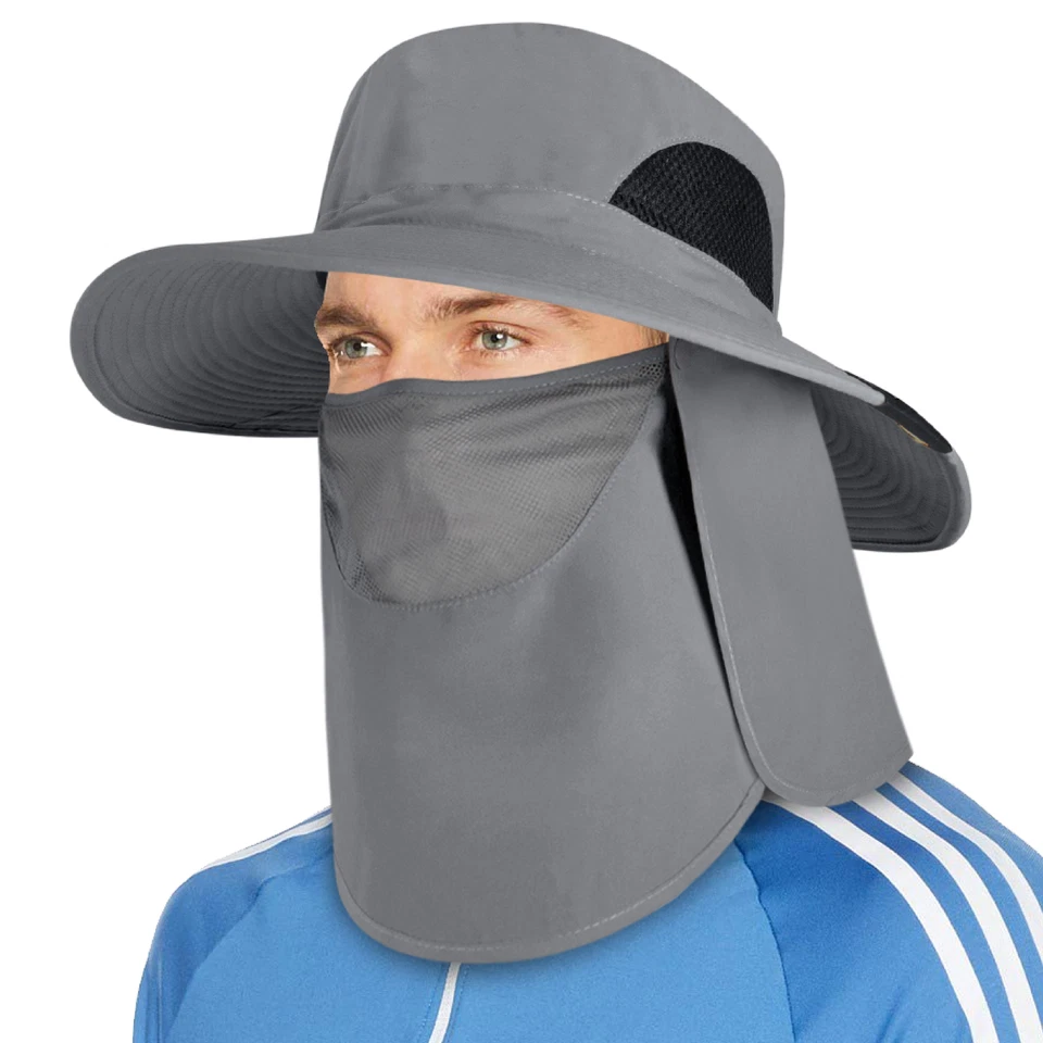 Sombrero para el sol Boonie con solapa para el cuello UPF cubierta facial sombra para pesca al aire libre senderismo Foto 1 de 1