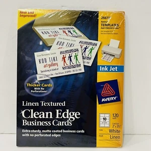 Avery Templates Ink Jet 2”x3.5” 120 Cards White Linen Clean Edge Business Cards - Picture 1 of 2