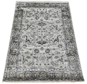 ¡Libre de tarifas! Alfombra Oushak Anudada a Mano Alfombra Tradicional 5x8 Crema Bambú Seda Alfombra - Imagen 1 de 16