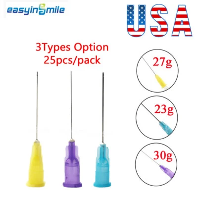 EASYINSMILE Dental Endo Irrigation Needle Tips 23/27/30g Lateral Side Hole Rinse tips 25pcs