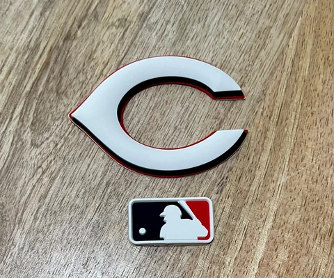 Cincinnati Reds 3D Baseball Bumper, MLB Emblem, for a Full Size Batting Helmet Cover