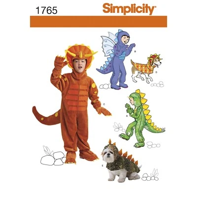 SIMPLICITY 1765 CHILDS  DINOSAUR & DRAGON COSTUMES Sewing Pattern Sizes 3-8 - Image 1 of 4