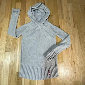 Ivivva By Lululemon Kids Girls Size 4 Gray Hooded Cable Knit Sweater Classic - Picture 1 of 10