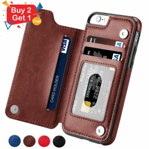 Wallet Card Case Cover Leather Magnetic For iPhone 15 14 13 12 11 PRO MAX X XR 8 - Picture 1 of 80