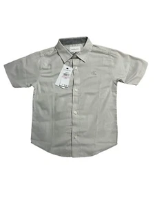 Calvin Klein Size 6 Kids Grey Button Up Dress Short Sleeve Shirt - Picture 1 of 4