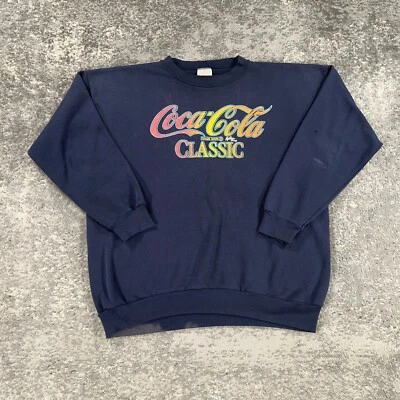 Vintage Coca Cola Classic Sweatshirt Mens XL Blue Crew Neck Spellout Coke 90s - Imagem 1 de 4