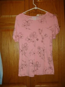 FRESH PRODUCE Top M Hush Pink Sketched Floral Soft Sheen Top - Picture 1 of 5