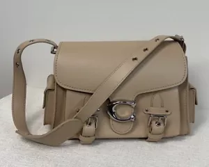 COACH Cargo Soft Tabby Black Leather Shoulder Bag CT721 Ivory Outlet NEW - Bild 1 von 10