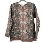 Mng Mohair Blend Crew Neck Sweater Tan Gray Cream Size 8