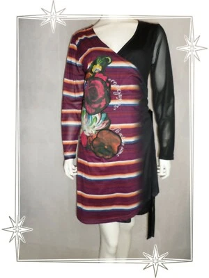 ♣ - Robe Fantaisie Cache Cœur Noir Multicolore Rainbow Desigual  T XL - Photo 1/4