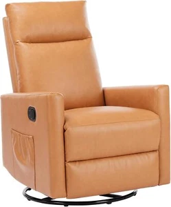 Brown Comy Single Sofa Rocking Swivel Glider Recliner Adjustable Rocker Chair - Picture 1 of 7