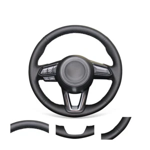 Black PU Leather Car Steering Wheel Cover for Mazda 6 Mazda 3 CX-3 CX-5 CX-9 - Picture 1 of 9