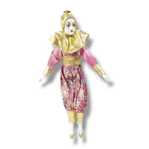 Muñeca bufón payaso mujer porcelana Art Deco pintada a mano de colección 18" de alto - Imagen 1 de 16