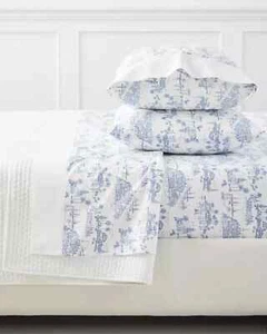 $258 New Serena & Lily Sheet Set Seahaven Percale French Blue White Toile Twin