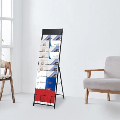 Soporte de exhibición de cargador de hierro A4 de 10 niveles estante de exhibición de folletos independiente ¡NUEVO! Foto 1 de 4