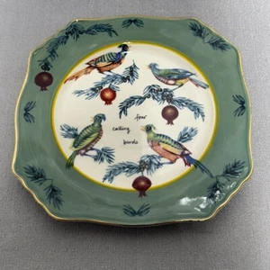 Anthropologie Plate Lou Rota 12 Days of Christmas Four Calling Birds Dessert 9” - Picture 1 of 4