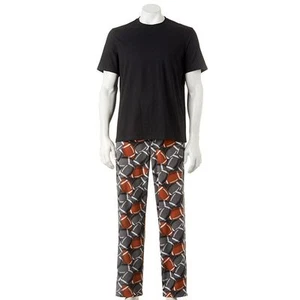 New Mens Sonoma 2-Piece Tee + Microfleece Lounge Pants Pajama Set - Large, Black - Picture 1 of 1