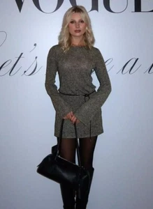 Vestido Zara x Kate Moss Caqui Hilo Metálico Glastonbury Talla Mediana - Imagen 1 de 13