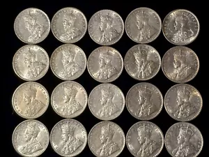 Rotolo completo lotto di 20 rupie argento Giorgio V India AU/UNC 1913 - 1918 - Foto 1 di 4
