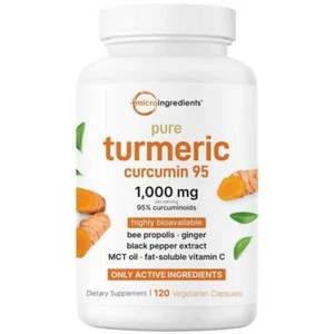 Kurkuma Curcumin 95% - 1000mg mit Ingwer, schwarzem Pfeffer, MCT - 120 Veggie Caps - Bild 1 von 7
