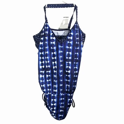 Athleta Side Scrunch Tankini Top Womens Size 38 b/c Blue Tie Dye Mashiko - Image 1 of 4