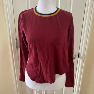 Gaze Women’s Red Yellow and Blue Long Sleeve Crew Neck Shirt Top Size Large - Picture 1 of 3