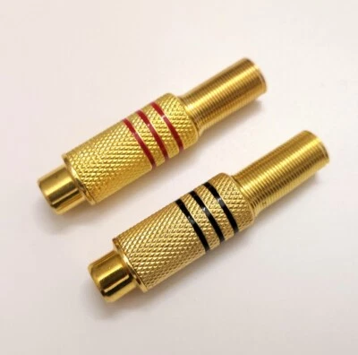 Conector RCA Hembra Para Soldar De Metal - Rojo Y Negro - Pack De 2 Unidades - Imagen 1 de 3