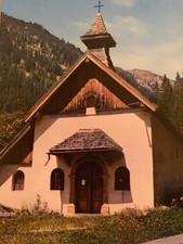 Vailee De Chamonix Les Tines Church Vintage Unposted Post Card