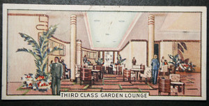 RMS QUEEN MARY  Third Class Garden Lounge   Cunard   Vintage 1936 Card  UC18M