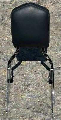 Harley Davidson Motorcycle Backrest With Chrome Bar Shield Padding Quick Release - Image 1 of 4