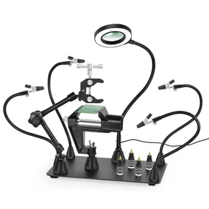 Magnetic Helping Hands Soldering Third Hand, PCB Circuit Board Holder with 3X... - Picture 1 of 8