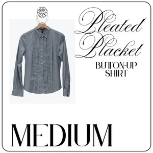 Bitten Shirt Damen mittelblau gestreift Plissee Knopfleiste Langarm - Bild 1 von 4