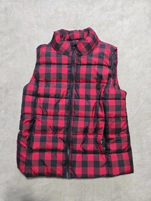Chaleco acolchado tallado con volantes para mujer chaqueta a cuadros búfalo negro rojo talla grande Foto 1 de 4