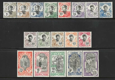 Indo-China (French) 1907 Scotts #41-#58 Mint/LH Complete Set (18)  VF-X-Fine  OG - Image 1 of 2