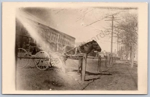 K39/ Norton Kansas RPPC Postcard c1910 Main Street Horse Stores 476 - Picture 1 of 2