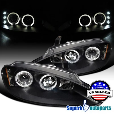 Fits 1998-2004 98-04 Dodge Intrepid LED Halo Projector Headlights Lamps Black - Image 1 of 4