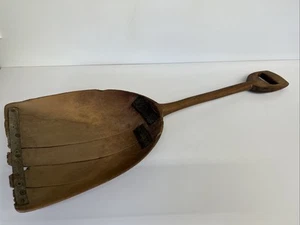Antique Primitive Wooden Grain Scoop Shovel w/ Metal Edge Farmhouse Decor 35" - Picture 1 of 16