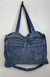 Levi’s Vintage Reworked Denim Blue Tote Bag Top Zip And Front Zip, Lined - Bild 1 von 4
