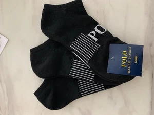 3 Pairs Womens POLO RALPH LAUREN Cushioned Low Cut Trainer SOCKS Black & White - Picture 1 of 4