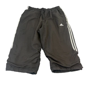 Vintage Adidas 3/4 Length Mens Shorts Y2K 00 XL Extra Large Black Baggy - Picture 1 of 10