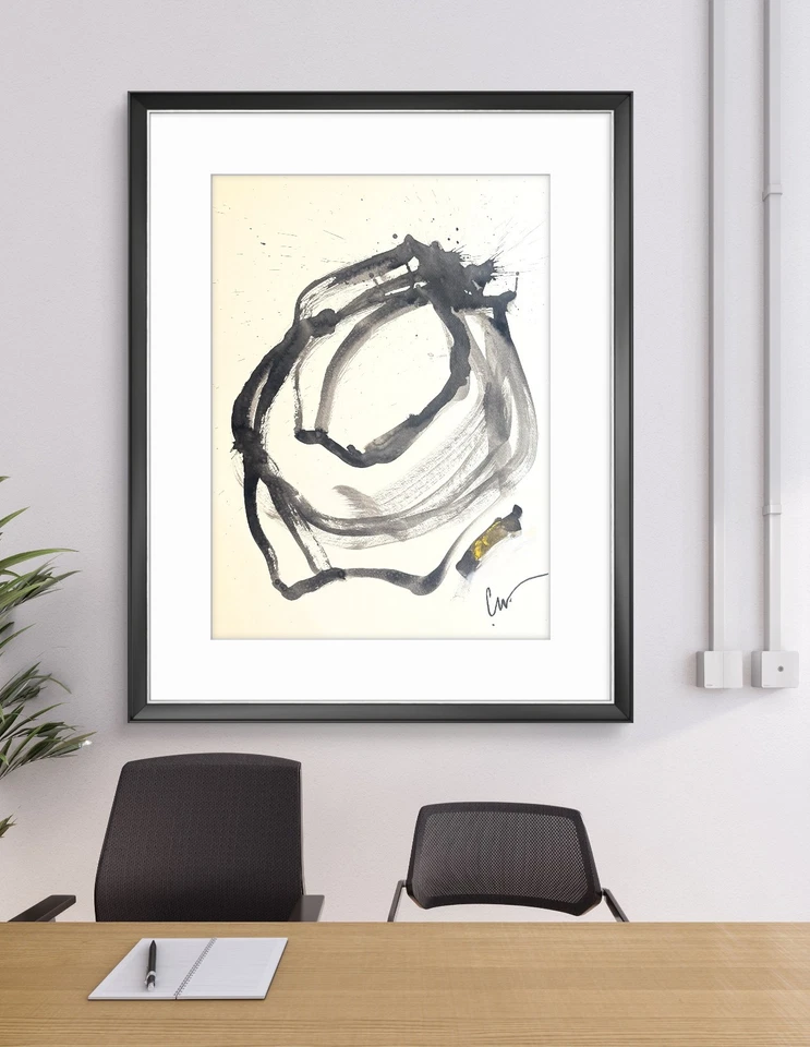 Pintura Original Wilson 18 x 24 Monocromática Abstracta 2 Sobre Papel Foto 1 de 4