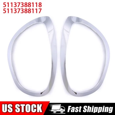 Para Mini Cooper Countryman 2017-2023 Cromo Faro Anillo Bisel Cubierta Par Foto 1 de 4