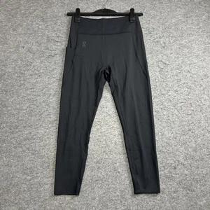 On Running Studio Leggings 7/8-Pants Womens Large Black Leggings Pockets 1WF1052 - Picture 1 of 6